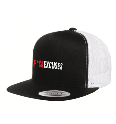 Fuck Excuses Black & White Truckers Cap